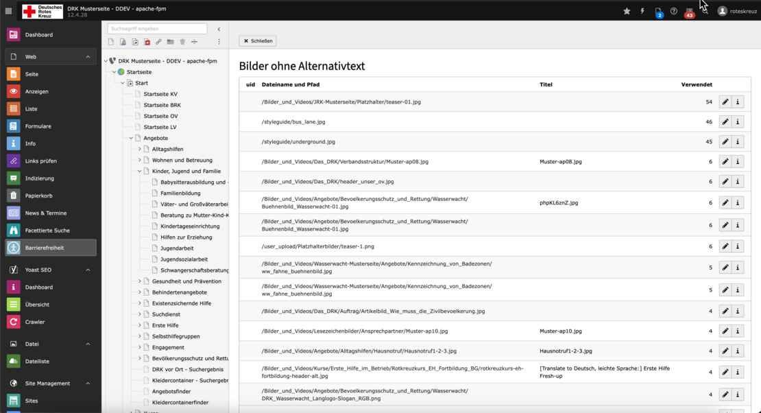 Liste der Bilder, welche keinen Alternativentext haben, diese können hier direkt bearbeitet werden.