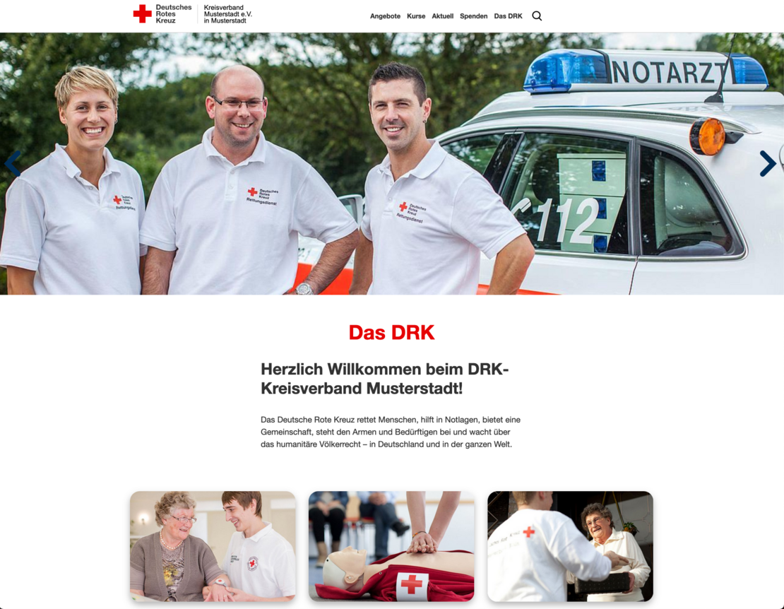Screenshot der Musterseiten Screenshot der Musterseiten